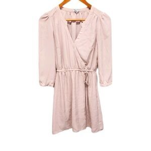 H&M Long Sleeve Pink Tie Up Front‎ Wrap Mini Dress Size 2